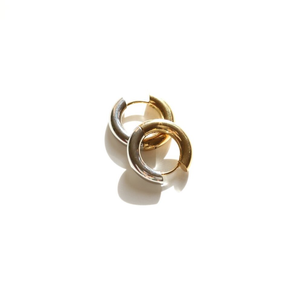 14K Gold Filled Two Tone Hoop Earrings - Picture 4 of 4